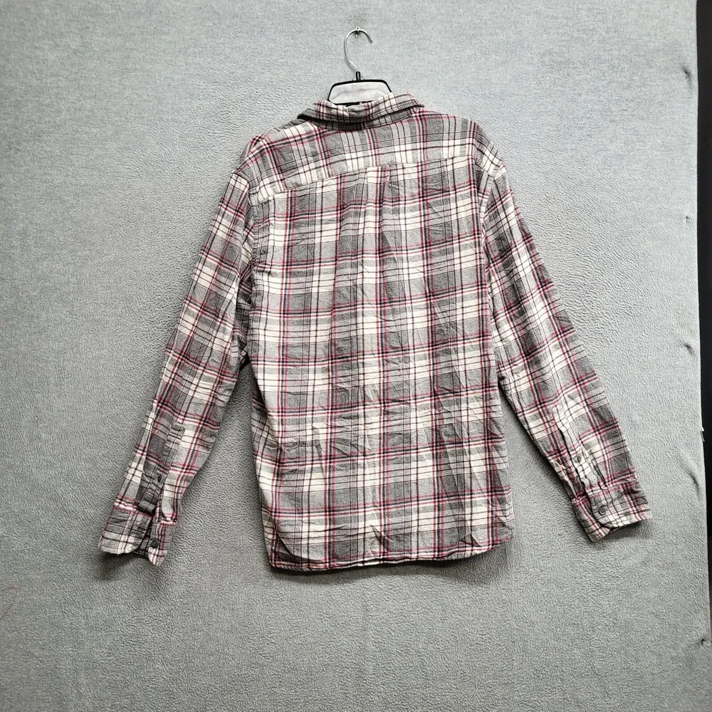 J Crew Men Button Up Shirt L‎ Gray Plaid Flannel Slim Cotton Long Sleeve